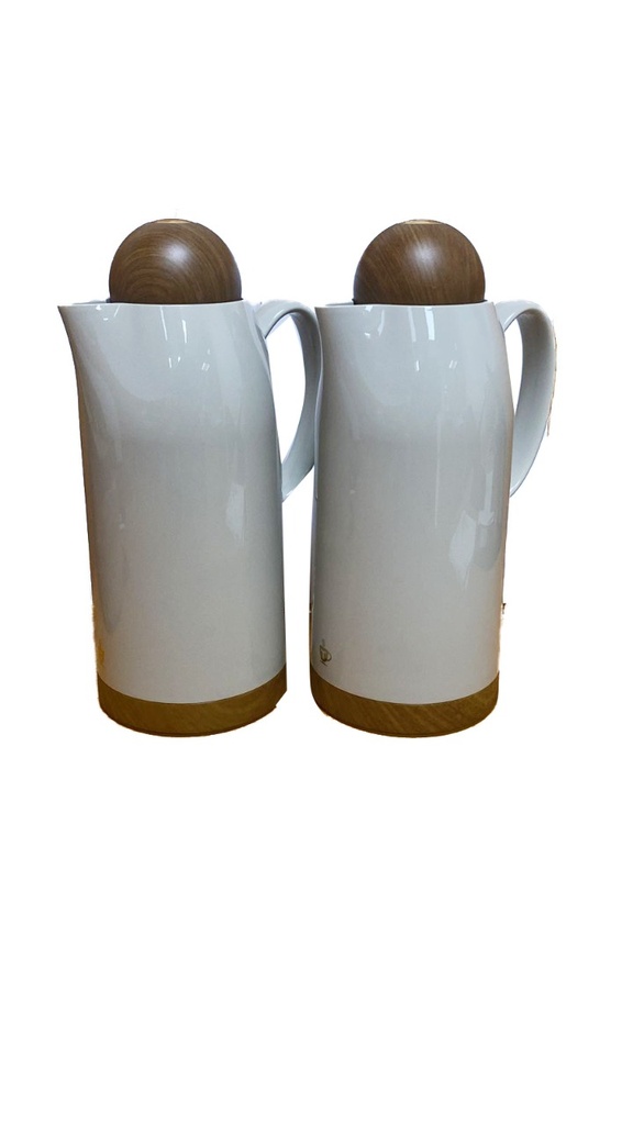 [05193] طقم دلة ديفا قطعتين 1 لتر مطفي رمادي فاتح مذهب #k191619-2LGS