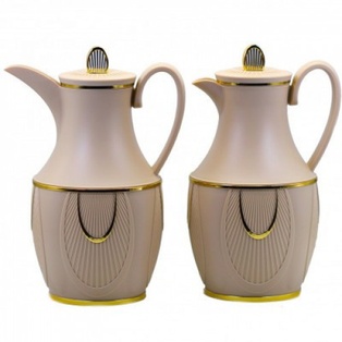 طقم دلة ديفا قطعتين 1 لتر مطفي بني مذهب #k191592-2MLCFG