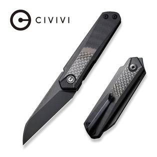 CIVIVI Ki-V Slip plus Black G10 Handles with Twill Carbon Fiber Overlay #C20005B3
