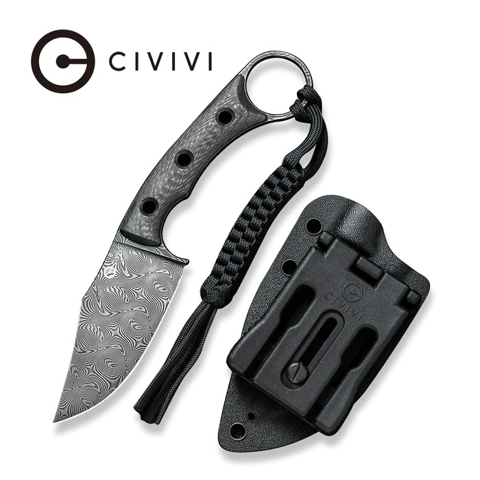[05749] CIVIVI Midwatch Fixed Damascus Blade Knife Carbon Fiber Handle #C20059BDS1