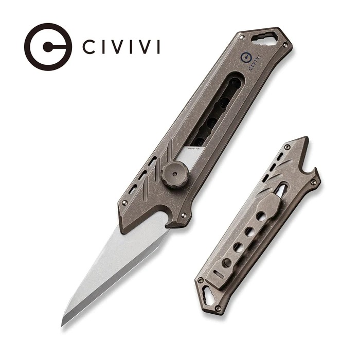 [05753] CIVIVI Mandate Utility Knife Titanium Handle with 1PC Damascus Blade & 2PCS 9Cr18MoV #C2007A
