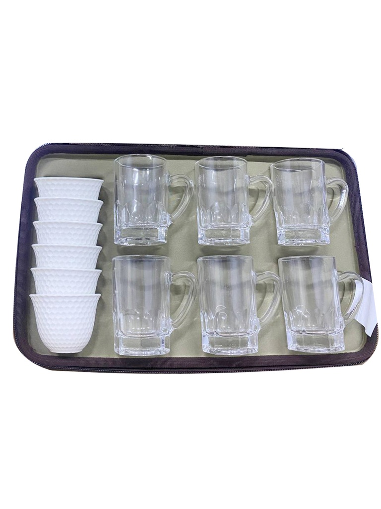 [05835] GAHWA & 6PCS TEA  GLASS - DARK BROWN FROM AL-RIMAYA #22-3943 