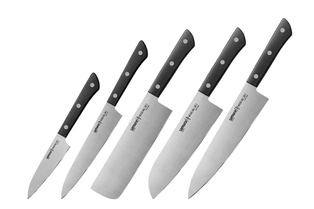 طقم سكين سامورا هاركيري مكون من خمس سكاكين مقبض اسود #SHR-0250B