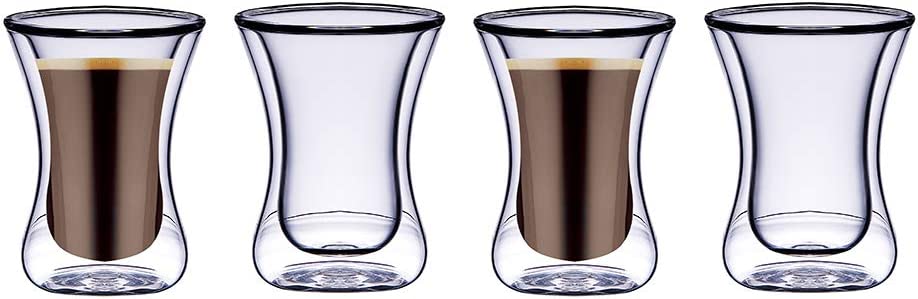 [05904] BLACKSTONE Double Wall Glass ESTIKANA Coffee Cups, Suitable for Tea and Coffee Set of 4 Pcs 100ML #DG893