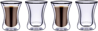 BLACKSTONE Double Wall Glass ESTIKANA Coffee Cups, Suitable for Tea and Coffee Set of 4 Pcs 100ML #DG893