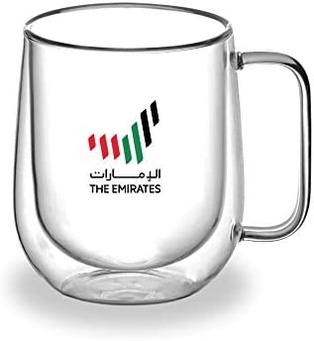 BLACKSTONE Double Wall Glass Tumbler Cups with UAE Logo, Suitable for coffee, Coffee Cups 300ML #DH925