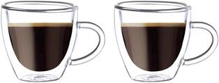 BLACKSTONE Double Wall Glass Tumbler Cups, Suitable for coffee or tea, Coffee cups 2PCS SET 80ML #DH908
