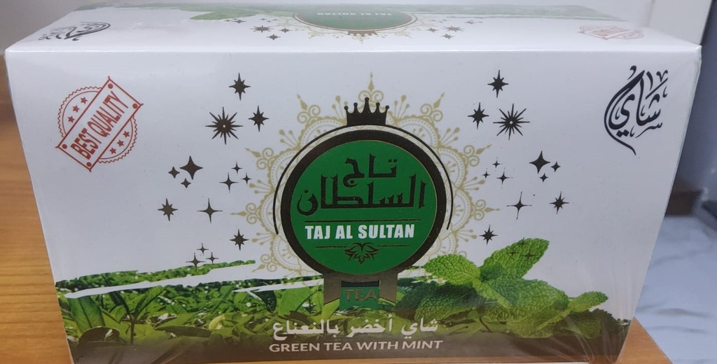 [06002] شاي تاج السلطان أخضر بالنعناع 50 كيس