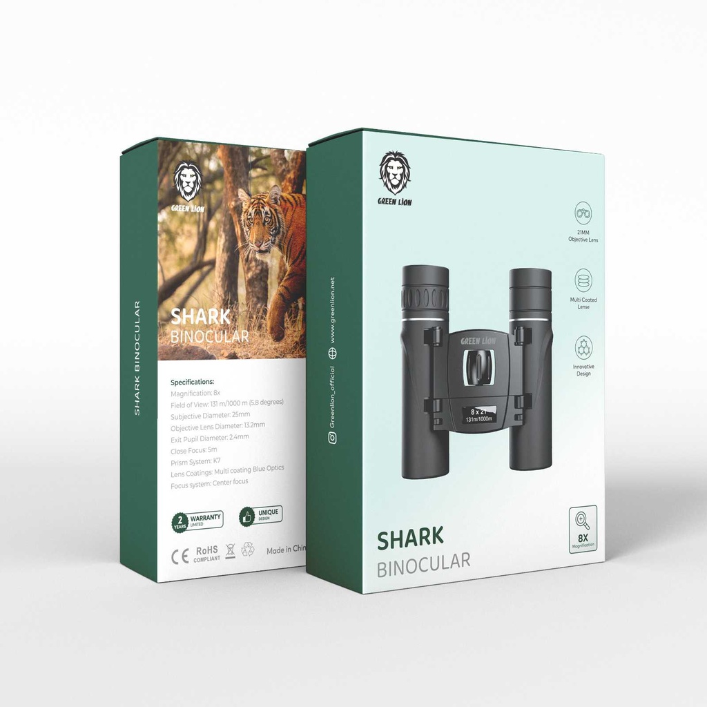 [06161] Green Lion Shark Binocular 8 X 21 - Black #GNSRKBINCULBK