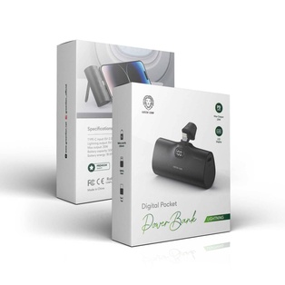 Green Lion Digital Pocket Power Bank 5000mAh PD 20W with Lightning Connector - Black #GNDPPB5KLTGBK