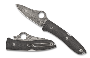 Spyderco SpyOpera Sprint Run Folding Knife Thor Dama steel Plain Blade, Carbon Fiber Handles #C255CFPD
