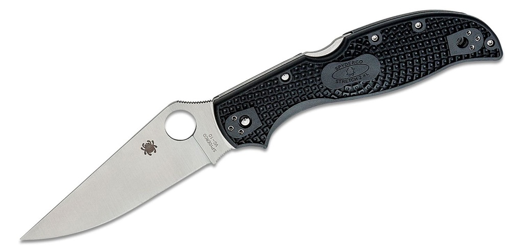 [06288] Spyderco Stretch 2XL Folding Knife 3.92 VG10 Satin Plain Blade, Black FRN Handles #C258PBK
