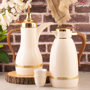 طقم ترامس سدين بيد خشبي ابيض مذهب #K1230105/2IVYGW