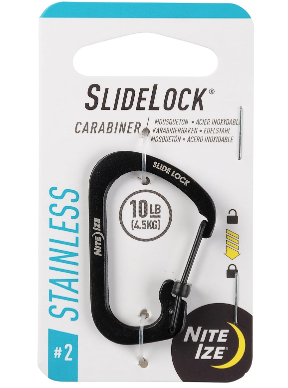 [07466] Nite Ize Slidelock® Carabiner Stainless Steel #2 - Black #CSL2-01-R6