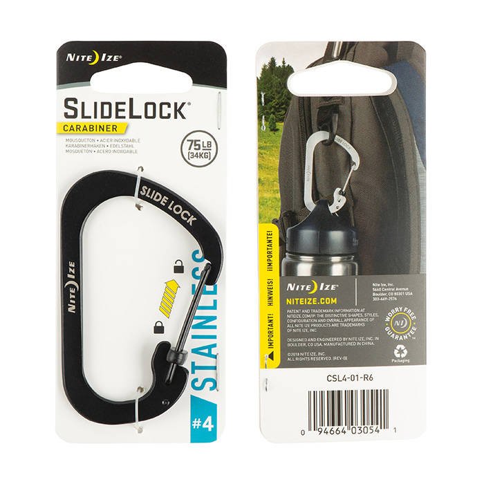 [07468] Nite Ize Slidelock® Carabiner Stainless Steel #4 - Black #CSL4-01-R6