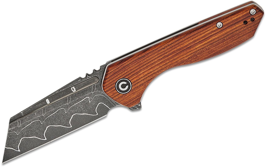 [08690] CIVIVI KNIVES EXONE DAMASCUS, GUIBOURTIA WOOD HANDLE #C23036-DS1