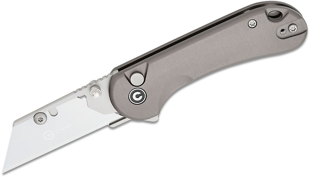 [08692] CIVIVI KNIVES ELEMENTUM UTILITY BUTTON LOCK  GRAY ALUMINUM HANDLE #C23039B-4