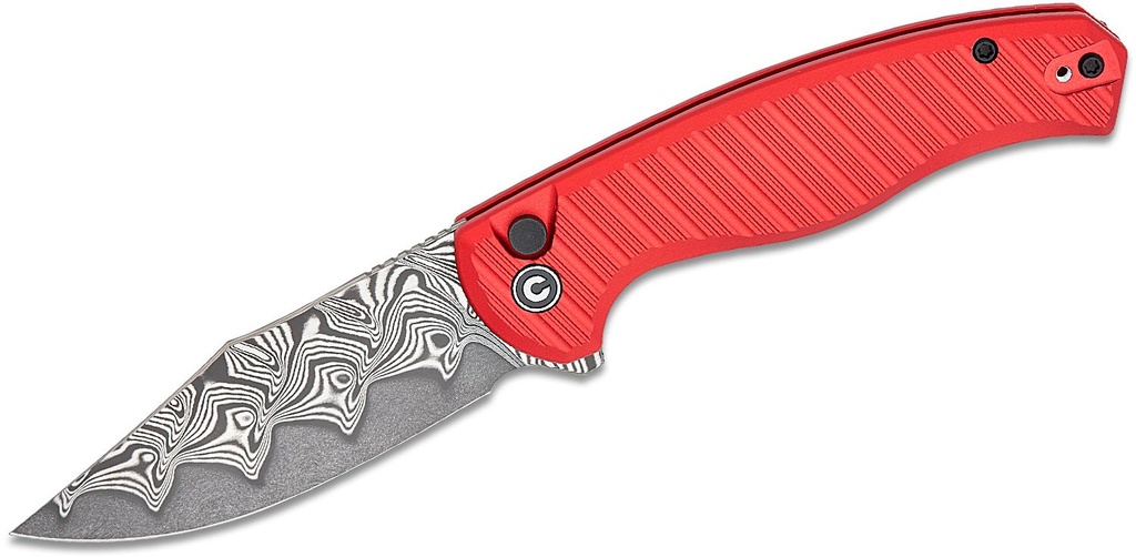 [08694] CIVIVI KNIVES STORMHOWL BUTTON LOCK DAMASCUS ,RED ALUMINUM HANDLE #C23040B-DS1
