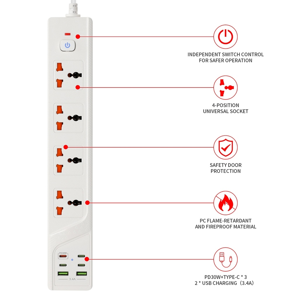 [08749] 7MD Power Socket 4-Outlet #9741