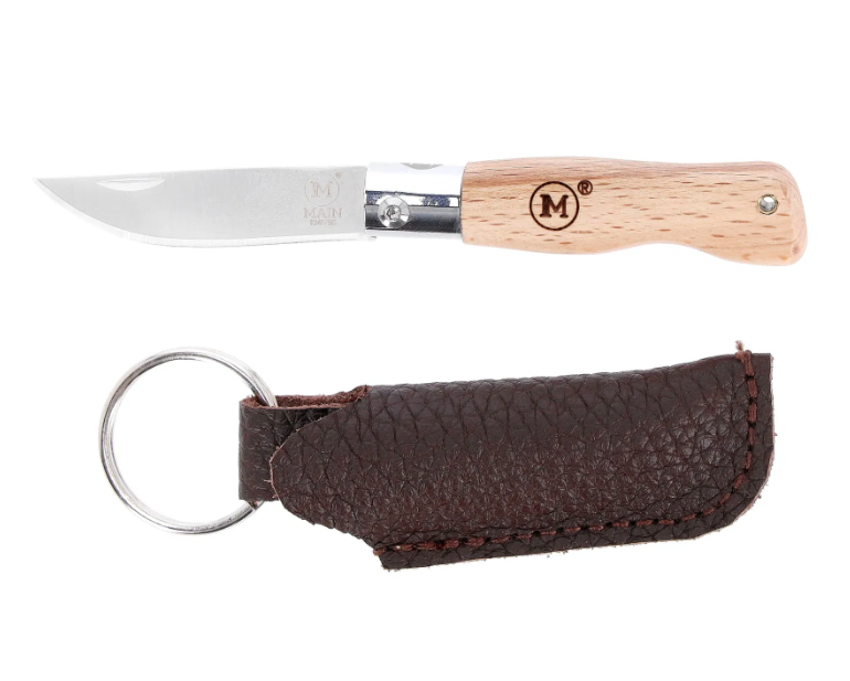 [09498] MAIN Mini line pocket knife with pouch - Beech wood #6001