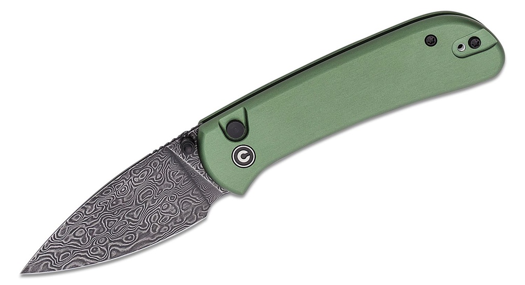 [09646] CIVIVI Qubit Damascus Folding Knife - Green #C22030E-DS1