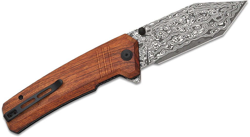 [09651] CIVIVI Damascus Bhaltair Folding Knife - Guibourtia Wood #C23024-DS1