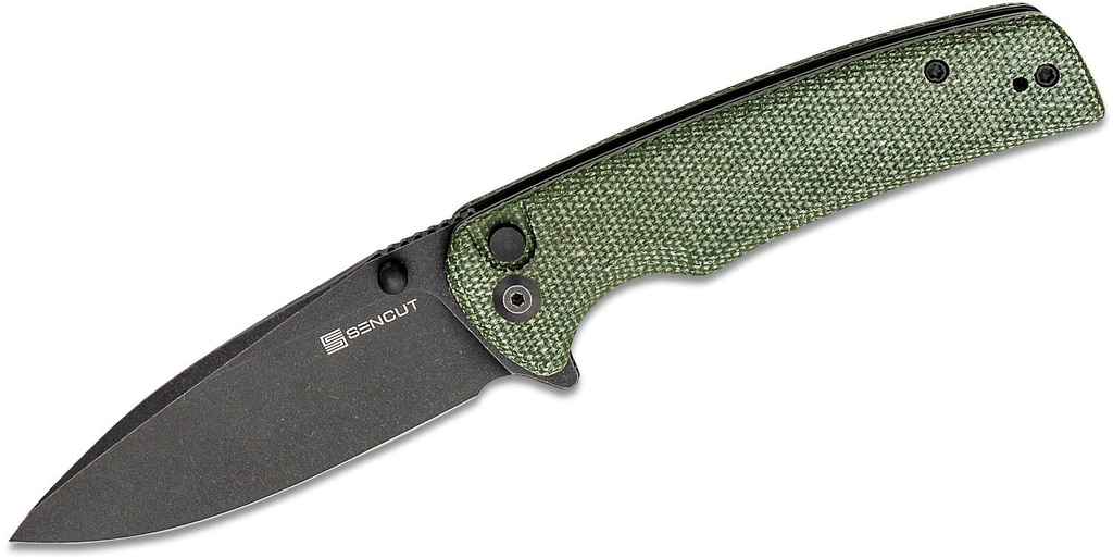 [09692] SENCUT Sachse Flipper Knife - Green Micarta #S21007-2