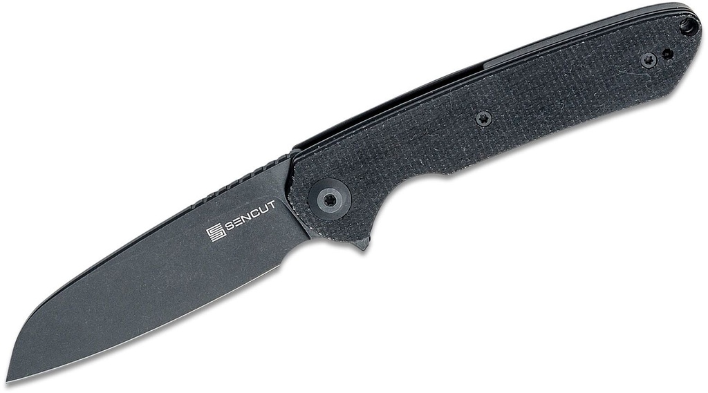 [09695] SENCUT Ferrum Forge Kyril Flipper Knife - Black Canvas Micarta #S22001-3