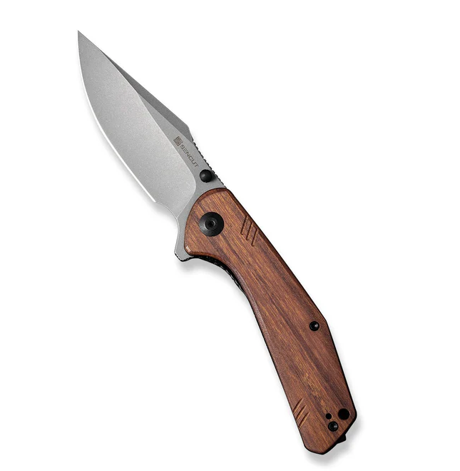 [09697] SENCUT Actium Flipper & Thumb Stud Knife Wood Handle #SA02F