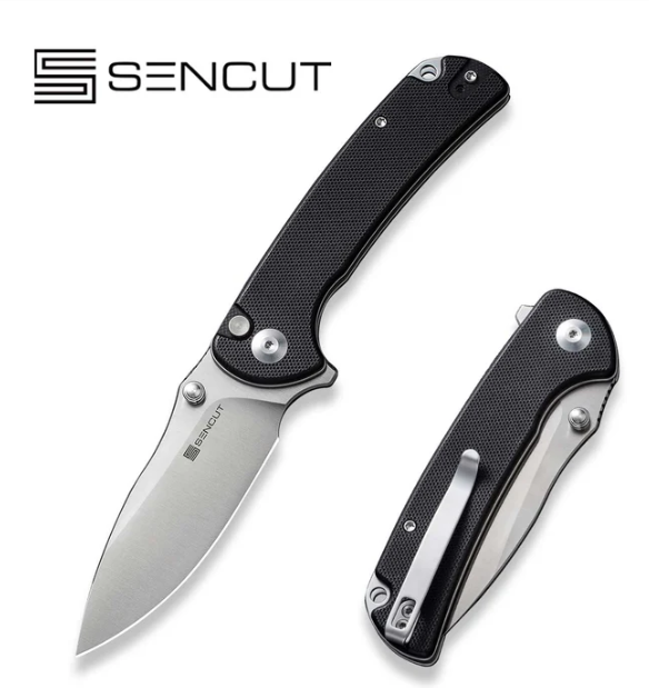 [09717] SENCUT Pulsewave Flipper & Thumb Stud & Button Lock Knife G10 Handle #S23032-1