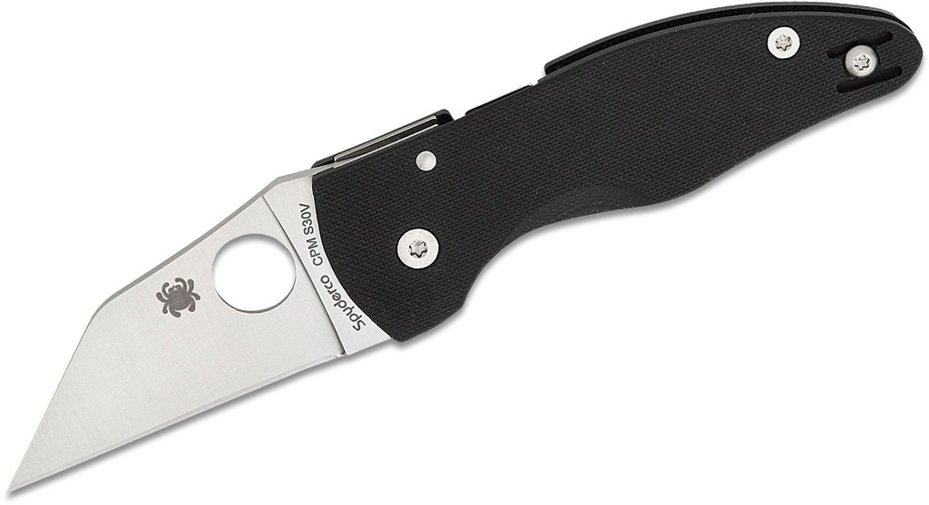 [09907] Spyderco MicroJimbo Folding Knife S30V Satin Plain Blade, Black G10 Handles Compression Lock #C264GP