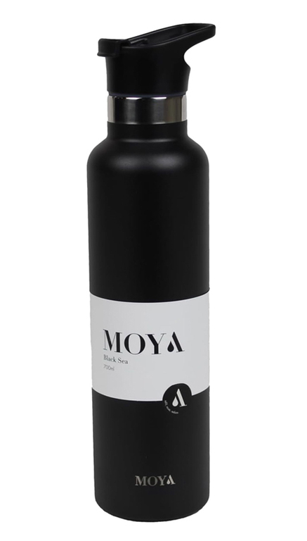 [09915] Moya "Black Sea" 700ml Insulated Sustainable Water Bottle Black Spout Lid #DB03001AS