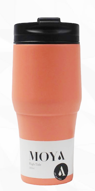 [09925] Moya "High Tide" 380ml Travel Coffee Mug Black/Coral #HV134-BC16