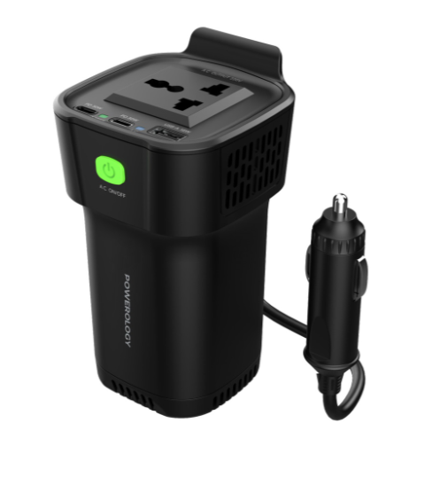 [10338] Powerology 150W Inverter AC Universal USB A 2*type C DC Car 12V10A #P150INVBK